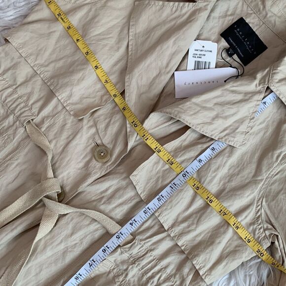 SANCTUARY Jules Trench Coat Notched collar pockets drawstring waist women’s sz S - Picture 6 of 7